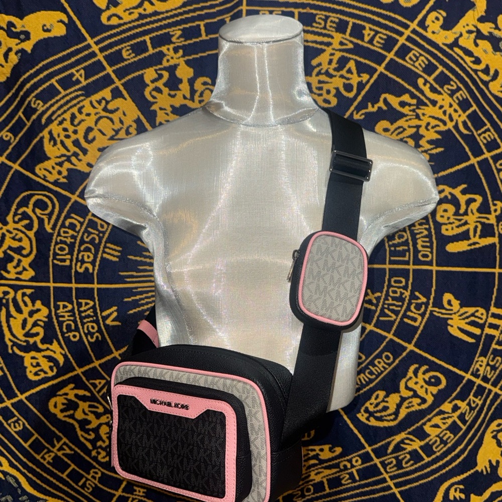 Michael Kors Black and Pink Belt Bag